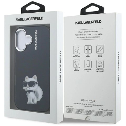 Etui Karl Lagerfeld IML Aquarelle Choupette & Logo na iPhone 16 - czarne
