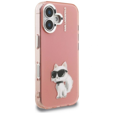 Etui Karl Lagerfeld IML Aquarelle Choupette & Logo na iPhone 16 - różowe