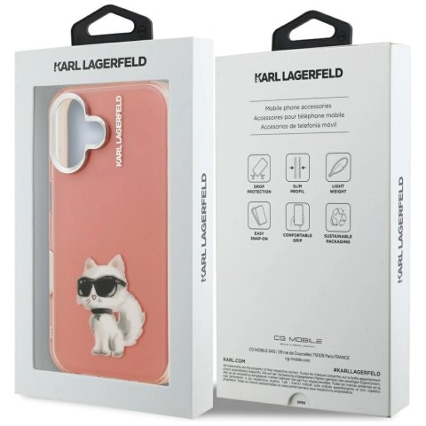 Etui Karl Lagerfeld IML Aquarelle Choupette & Logo na iPhone 16 - różowe