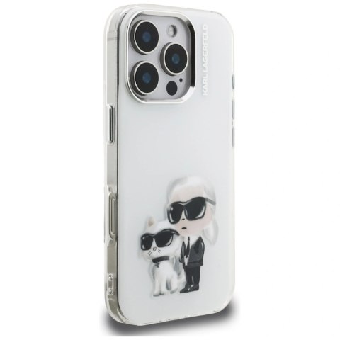 Etui Karl Lagerfeld IML Aquarelle Karl & Choupette & Logo na iPhone 16 Pro Max - białe