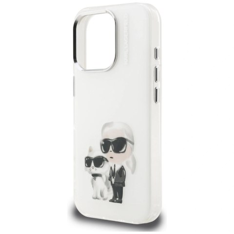 Etui Karl Lagerfeld IML Aquarelle Karl & Choupette & Logo na iPhone 16 Pro Max - białe