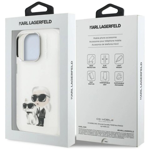 Etui Karl Lagerfeld IML Aquarelle Karl & Choupette & Logo na iPhone 16 Pro Max - białe