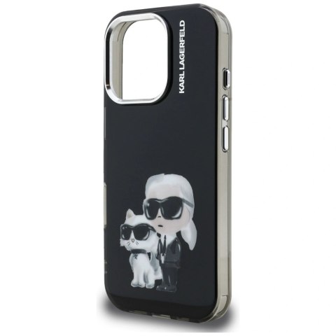 Etui Karl Lagerfeld IML Aquarelle Karl & Choupette & Logo na iPhone 16 Pro Max - czarne