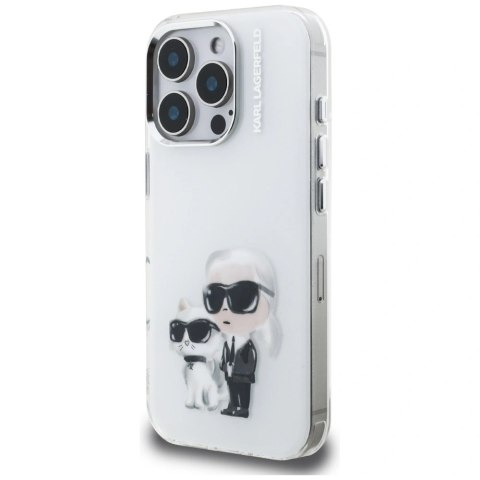Etui Karl Lagerfeld IML Aquarelle Karl & Choupette & Logo na iPhone 16 Pro - białe