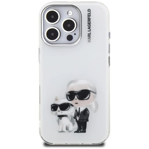 Etui Karl Lagerfeld IML Aquarelle Karl & Choupette & Logo na iPhone 16 Pro - białe