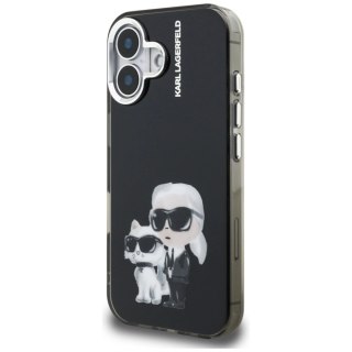 Etui Karl Lagerfeld IML Aquarelle Karl & Choupette & Logo na iPhone 16 - czarne