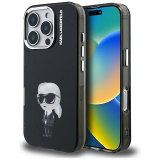 Etui Karl Lagerfeld IML Aquarelle Karl & Logo MagSafe na iPhone 16 Pro - czarne