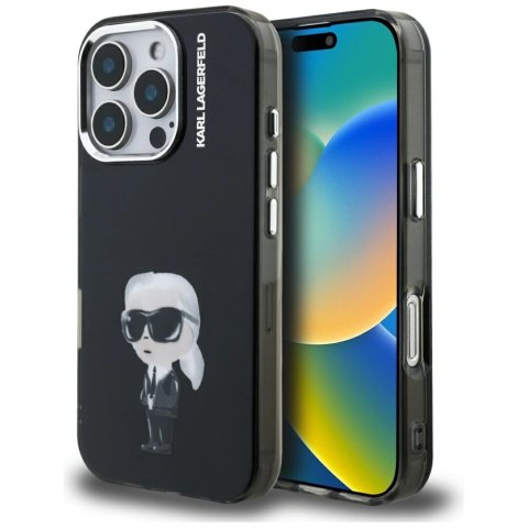 Etui Karl Lagerfeld IML Aquarelle Karl & Logo MagSafe na iPhone 16 Pro - czarne