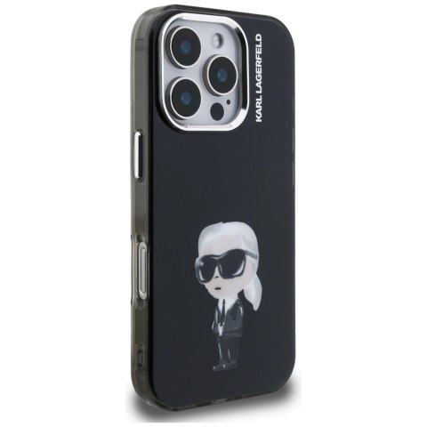 Etui Karl Lagerfeld IML Aquarelle Karl & Logo MagSafe na iPhone 16 Pro - czarne