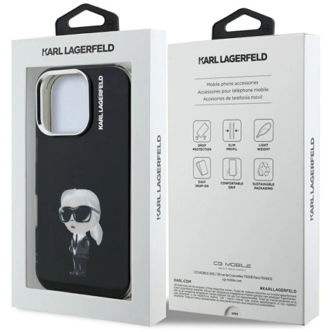 Etui Karl Lagerfeld IML Aquarelle Karl & Logo MagSafe na iPhone 16 Pro - czarne