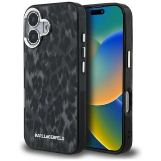 Etui Karl Lagerfeld IML Leopard Pattern MagSafe na iPhone 16 - czarne