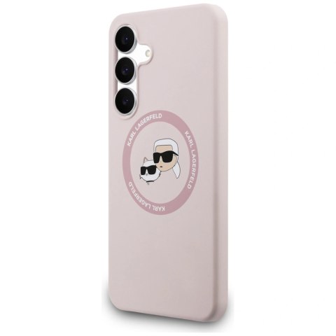 Etui Karl Lagerfeld Silicone Karl & Choupette Heads MagSafe na Samsung Galaxy S25 FE - różowe