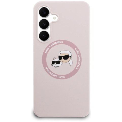 Etui Karl Lagerfeld Silicone Karl & Choupette Heads MagSafe na Samsung Galaxy S25 FE - różowe