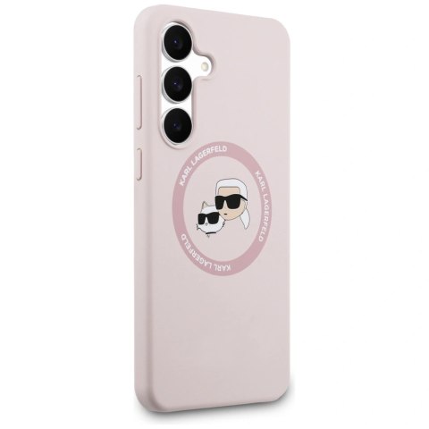 Etui Karl Lagerfeld Silicone Karl & Choupette Heads MagSafe na Samsung Galaxy S25 FE - różowe