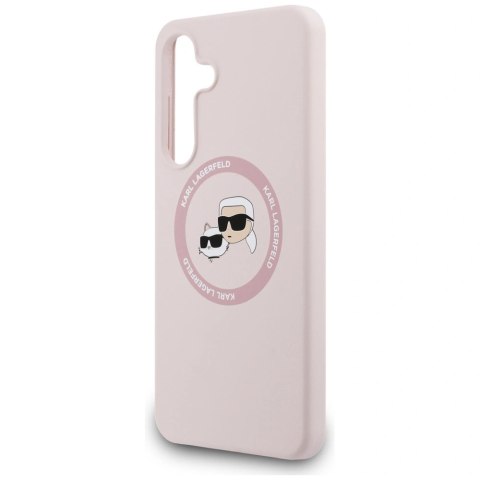 Etui Karl Lagerfeld Silicone Karl & Choupette Heads MagSafe na Samsung Galaxy S25 FE - różowe