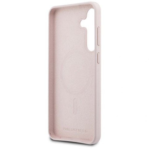 Etui Karl Lagerfeld Silicone Karl & Choupette Heads MagSafe na Samsung Galaxy S25 FE - różowe