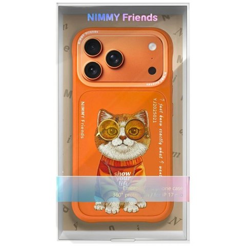 Etui Nimmy Glasses Cool Cat na iPhone 17 Pro Max - pomarańczowe