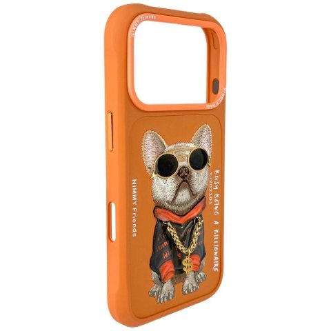 Etui Nimmy Glasses Cool Dog na iPhone 17 Pro Max - pomarańczowe