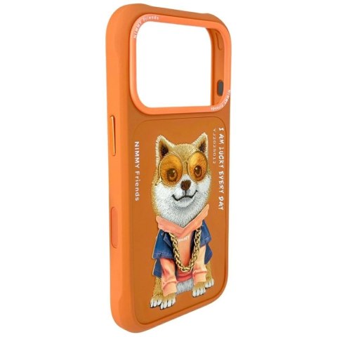 Etui Nimmy Glasses Cool Dog na iPhone 17 Pro Max - pomarańczowe