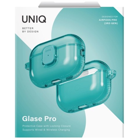 Etui UNIQ Glase Pro na AirPods Pro 3 Lock Case - przezroczysto-niebieski