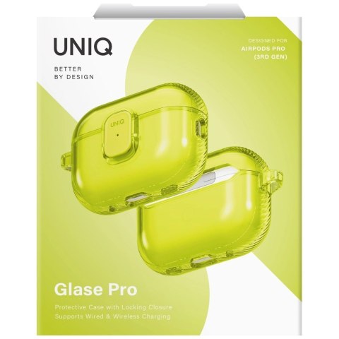 Etui UNIQ Glase Pro na AirPods Pro 3 Lock Case - przezroczysto-żółte