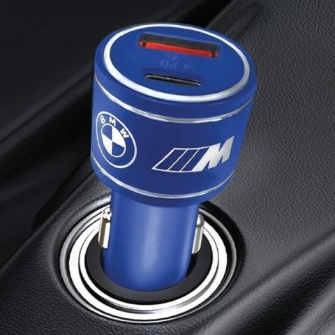 Ładowarka samochodowa BMW M Edition PD-QC 3.0 20W - niebiesko-czarna