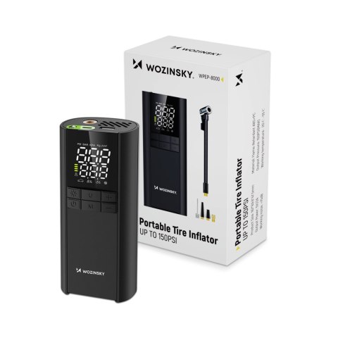 Kompresor Wozinsky WPEP-8000 pompka elektryczna powerbank 8000mAh latarka - czarny
