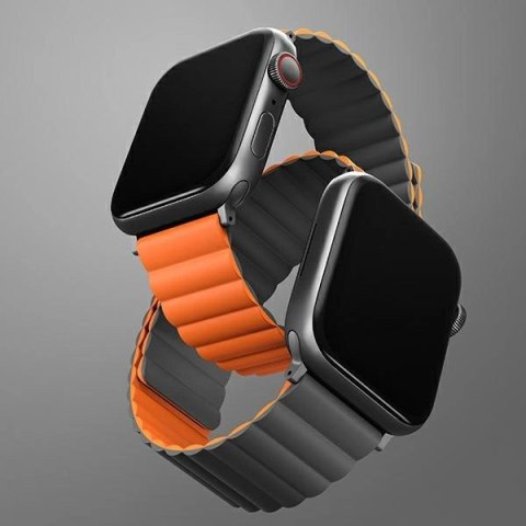 Pasek magnetyczny UNIQ Revix na Apple Watch 42 / 44 / 45 / 49 mm - czarno-pomarańczowy