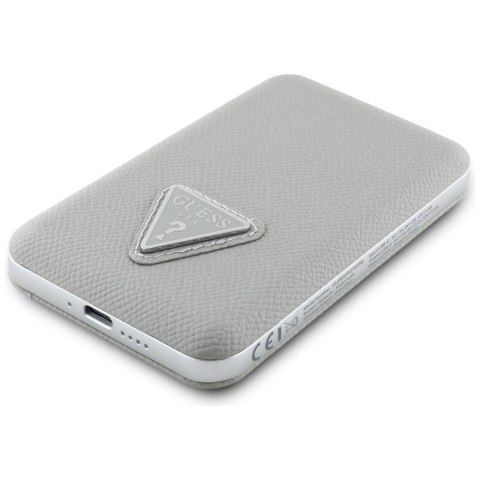 Powerbank Guess Grained Triangle z MagSafe 5000mAh 15W USB-C - beżowy