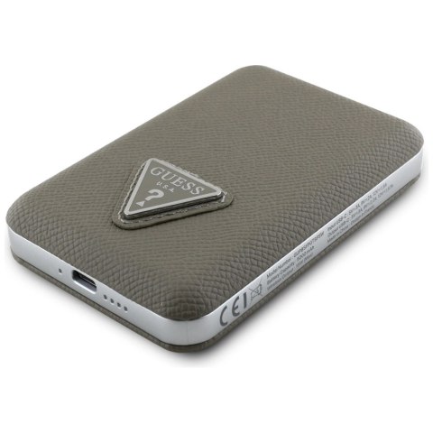 Powerbank Guess Grained Triangle z MagSafe 5000mAh 15W USB-C - brązowy