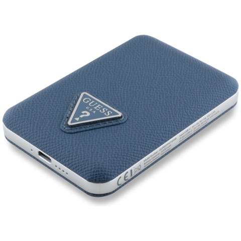 Powerbank Guess Grained Triangle z MagSafe 5000mAh 15W USB-C - niebieski
