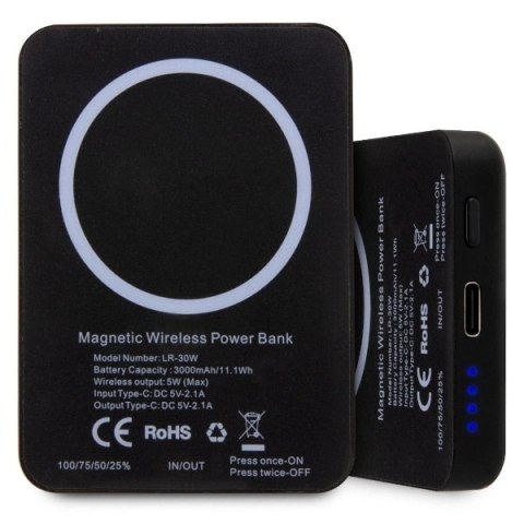 Powerbank indukcyjny Karl Lagerfeld Ikonik MagSafe 5W 3000mAh - czarny