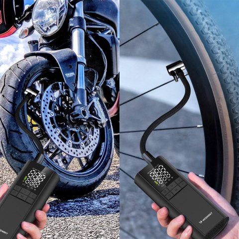 Kompresor Wozinsky WPEP-8000 pompka elektryczna powerbank 8000mAh latarka - czarny