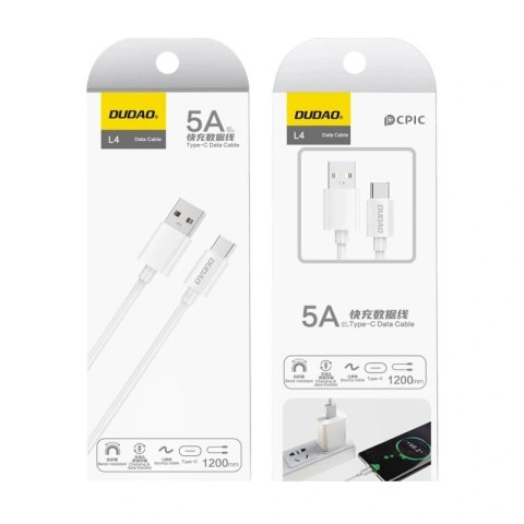 Dudao przewód kabel USB Typ C 2.1A 1m biały (L4T 1m white)