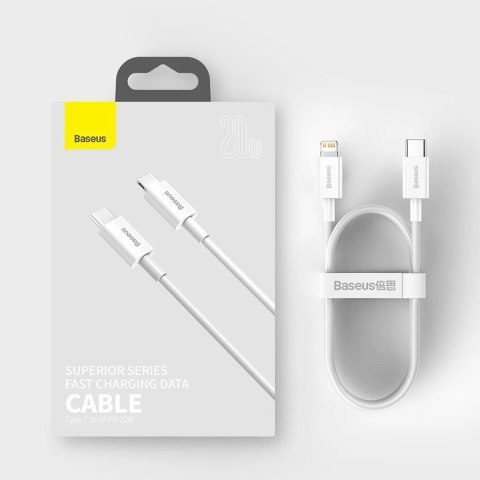 Kabel Baseus Superior Series USB-C / Lightning PD 20W 1.5 m - biały