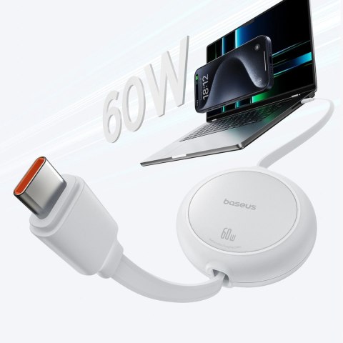 Kabel zwijany Baseus Free2Pull 60W USB-C - USB-C 1m - biały