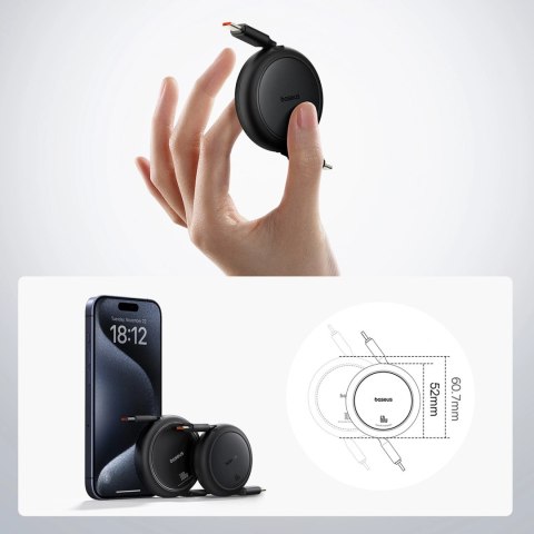 Kabel zwijany Baseus Free2Pull 60W USB-C - USB-C 1m - czarny