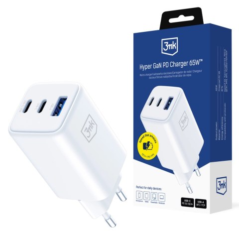 Ładowarka sieciowa USB-C USB-A 3mk Hyper GaN PD Charger 65W™ - biała