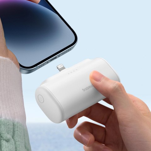 Powerbank Baseus Compact 5000mAh 20W ze złączem Lightning i gniazdem USB-C - biały