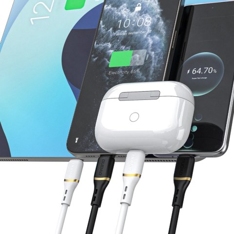 Kabel Dudao L25X USB-C - Lightning 1m 30W w miękkim silikonowym oplocie - czarny