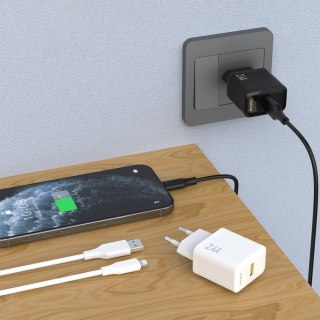Ładowarka sieciowa Dudao A23LEU 2.4A GaN EU USB-A z kablem USB-A - Lightning - czarna
