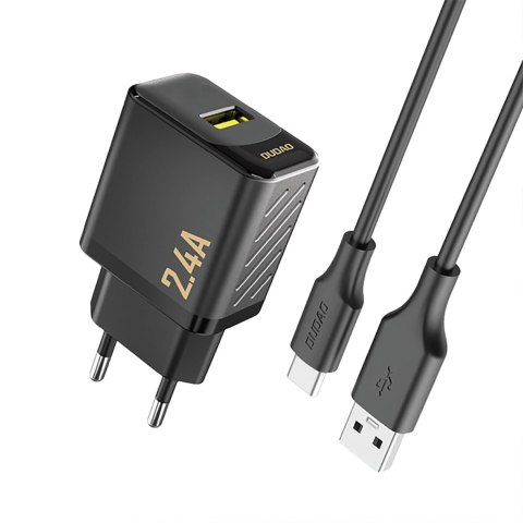 Ładowarka sieciowa Dudao A23TEU 2.4A GaN USB-A z kablem USB-A - USB-C - czarna
