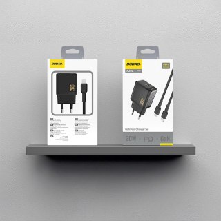 Ładowarka sieciowa Dudao A26LEU PD 20W GaN USB-C z kablem USB-C - Lightning - czarna