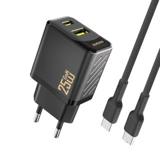 Ładowarka sieciowa Dudao A26TCEU PD QC 25W GaN USB-A USB-C z kablem USB-C - czarna