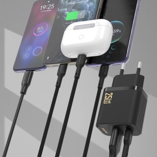 Ładowarka sieciowa Dudao A26TCEU PD QC 25W GaN USB-A USB-C z kablem USB-C - czarna