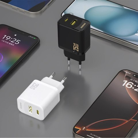 Ładowarka sieciowa Dudao A26TCEU PD QC 25W GaN USB-A USB-C z kablem USB-C - czarna