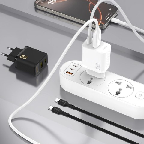 Ładowarka sieciowa Dudao A26TCEU PD QC 25W GaN USB-A USB-C z kablem USB-C - czarna
