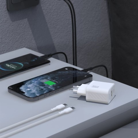 Ładowarka sieciowa Dudao A27MaxCEU PD QC 35W USB-A USB-C z kablem USB-C - biała