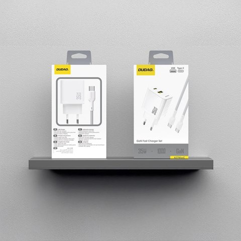 Ładowarka sieciowa Dudao A27MaxCEU PD QC 35W USB-A USB-C z kablem USB-C - biała