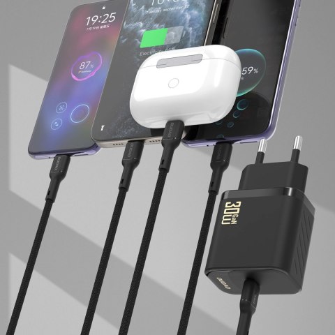 Ładowarka sieciowa Dudao A27PCEU PD 30W GaN USB-C z kablem USB-C - biała